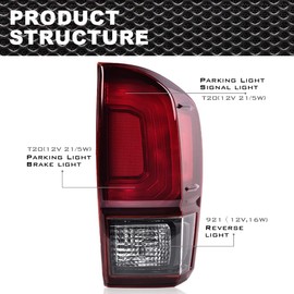 CNNELL Tail Lights Assembly Compatible with Toyota Tacoma 2016-2021 All Models Rear Tail Lamp Driver Side And Passenger Side