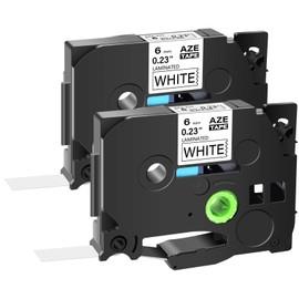 GREENCYCLE 2-Pack Compatible for Brother P Touch 1/4" 0.23" x 26.2ft Black on White AZE 211 TZe-211 TZe211 TZ211 Standard Laminated Label Tape for PT-D210 PTD400AD PT1230 PTH110 PT Cube Labeler