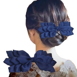 GFun Hair Ornament, Ribbon, Layered Ribbon, Large Kimono, Hakama, Barrette, Clip, Hair Accessories, Graduation Ceremonies, Recitals, Yukata, Clothes, Blue