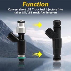 FUSCH Set of 8 Fuel Injector Spacers,Convert short LS2 Truck fuel injectors into taller LS1/LS6 intake manifolds and fuel rails ，6061 Aluminum Alloy