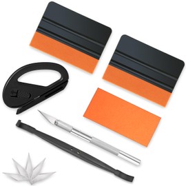 DIY Vinyl Wrap Tools, Kitchen Wrap, Wallpaper Smooth, Countertop Wrap, Car Window Tint, Cabinet Wrap, Peel & Stick Install Tool, 2*Suede Squeegee, Magnetic Edge Trimmer, Cutter, Craft Knife, 11 in 1