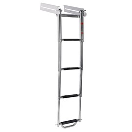 Amarine Made Boat Ladder, 4-Step Sliding Ladder with Stainless Steel 316 Spring Loaded Latch, Carry Handle and Pop-N-Lock