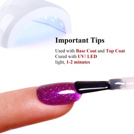 Glitter Gel Polish, Rose Purple Iridescent Glitter Gel Nail Polish Hot Pink Sparkle Shimmer Gel Glitter Nail Polish Summer Rainbow Soak Off LED UV Gel Nail Polish for Art DIY Manicure 15ML