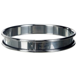 De Buyer Circular Tart Frame with Rolled Edge, Stainless Steel, Height 2cm Diameter 12 cm, stainless steel, gray, 12 cm