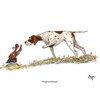 Bryn Parry Perplexed Pointer grouse and dog greeting card