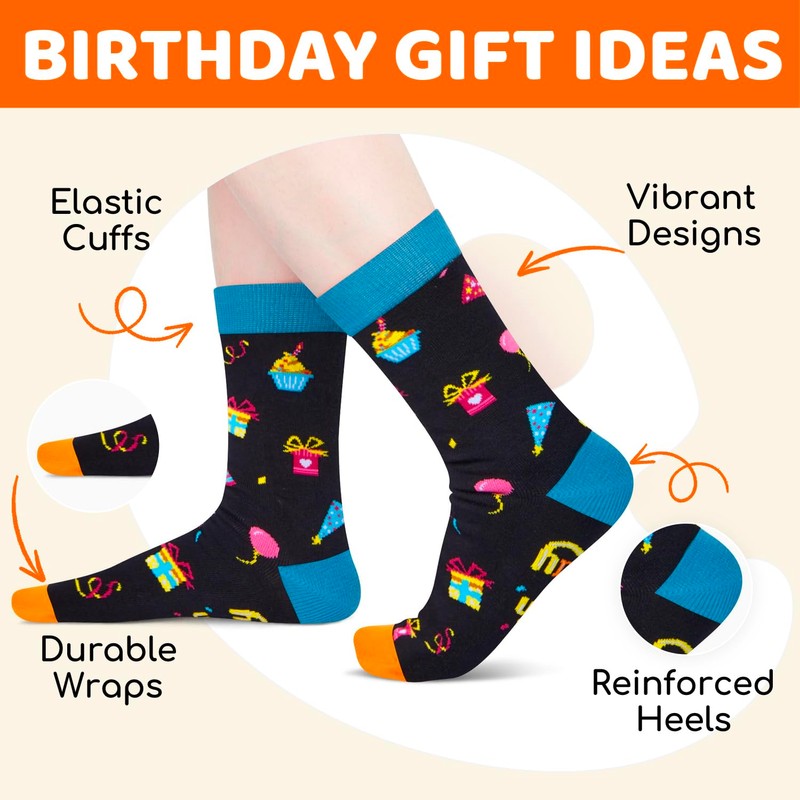 HAPPYPOP 16 Year Old Gifts - Black 16th Birthday Socks