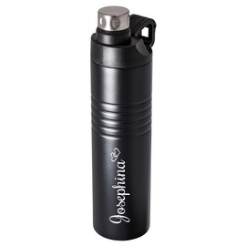 Schmalz® Korinth Thermal Stainless Steel Drinking Bottle with Engraving, Dishwasher Safe, Leak-Proof, Double-Walled, 600 ml, Sports, Leisure, Hiking, School, Camping 52456 (Black, with Engraving)