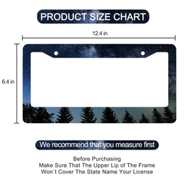 Galaxy Forest License Plate Frame - 2 PCS Blue Galaxy Starry Sky Aluminum Metal Funny License Plate Frames Holder Covers, Rust-Proof Waterproof Car Decorative Tag Frames for Standard US 12x6 Inch