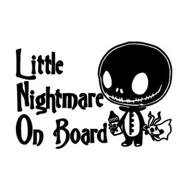 Baby on Board Car Sticker, Large, Scary Style Little Nightmare on Board, Funny Car Sticker, Warning Sticker for Cars, Ideal for Parents with Children (30 cm x 20 cm, 1 Piece) (Black)