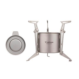 Ti artisan Titanium Alcohol Stove with Foldable Stand Cover Storage Bag Portable Backpacking Stove Alcohol Stove For Camping Hiking