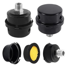 LightBeacon Pack of 2 Air Filter Compressor 3/8 Inch 16 mm Thread Air Compressor Filter, Metal Silencer for Air Compressor, Air Compressor Air Filter for Oilless Air Compressor