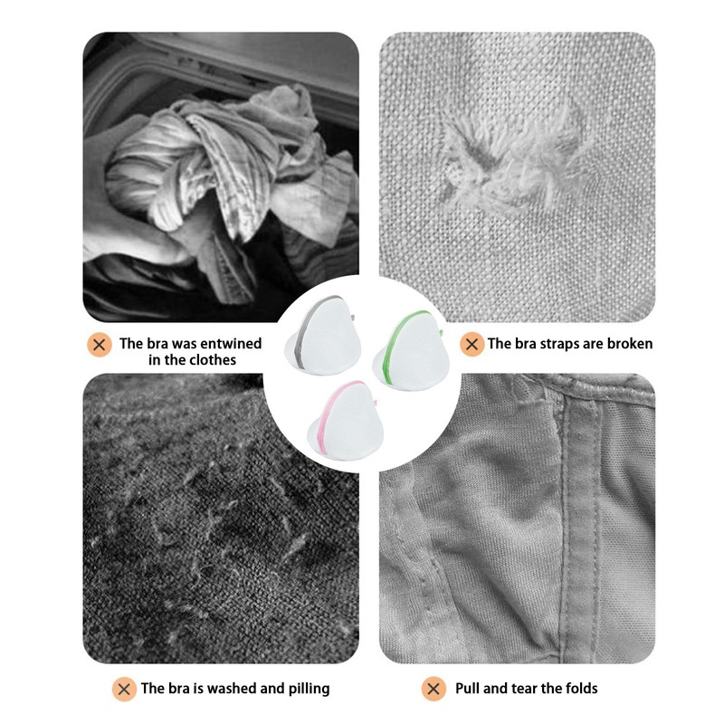 SSKHE 3 PCS Bra Wash Bag, Zipper Bra Washing Bag,