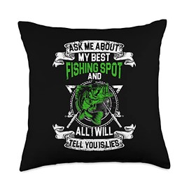 Fish fishing Water Gift Boat Lake Bass River Bait Fly Fishing Catch Reel Hook Adventure Trout Outdoor Rod Throw Pillow, 18x18, Multicolor