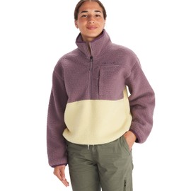 MARMOT Women's Aros Fleece 1/2 Zip Jacket - Sherpa Jacket with Retro Style for Camping and Hiking in Fall and Winter, Hazy Purple/Wheat, X-Large