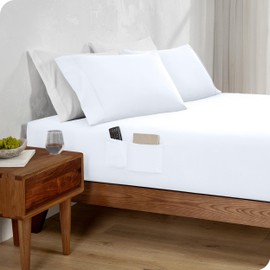 Bare Home Fitted Bottom Sheet Full - Dual Pocket - Premium 1800 Microfiber - Ultra-Soft Wrinkle Free - Deep Pocket (Full, White)