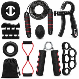Eentrenador de Mano Fortalecedor de Dedos y Agarre Entrenador de Antebrazo con Contador Ideal Para el Tratamiento la Recuperación y el Entrenamiento de Fuerza de Las Articulaciones de Los Dedos (Juego de 9 piezas)