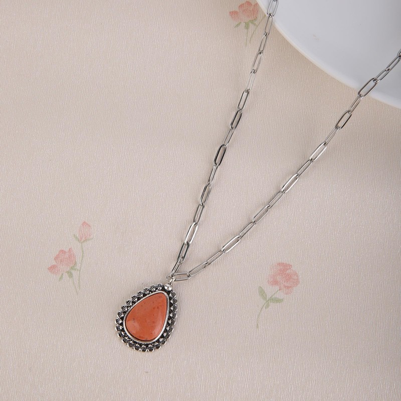 Colloca Orange Spiny Oyster Pendant Necklace for Women, Turquoise Orange