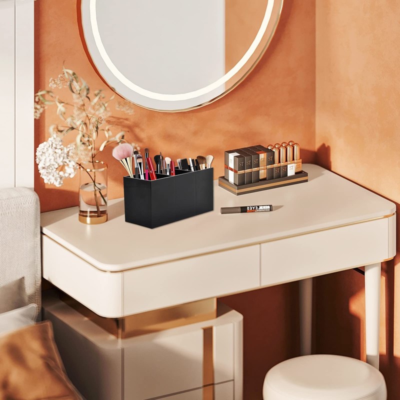 Acrylic Makeup Organizer 3 Compartment Makeup Brush Holder Organizer Eyeliner