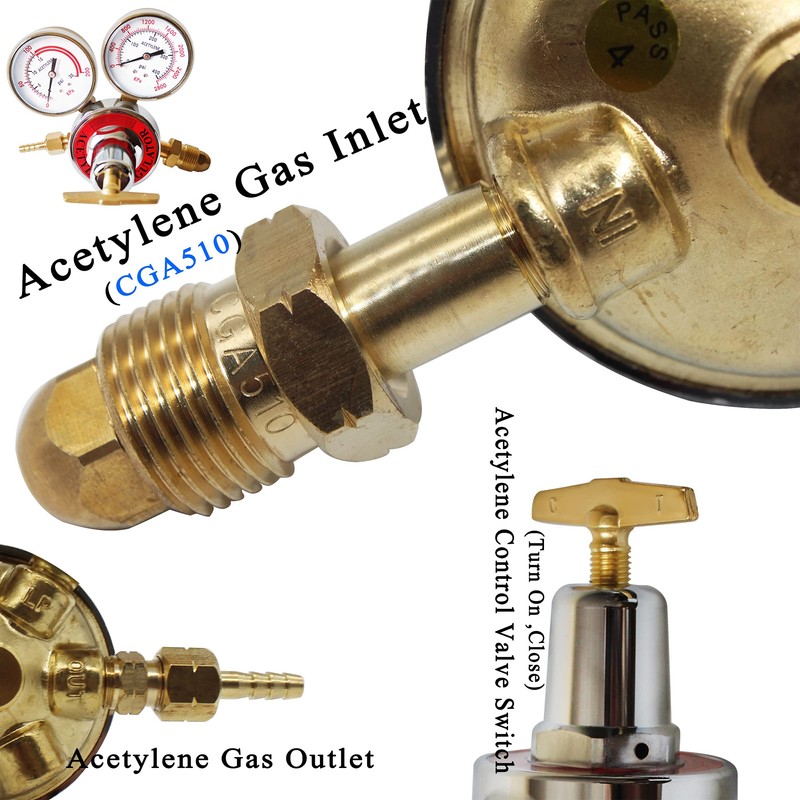 KLLsmDesign Dual Welding Gas Gauges, Oxygen (CGA-540) and Acetylene (CGA-510)