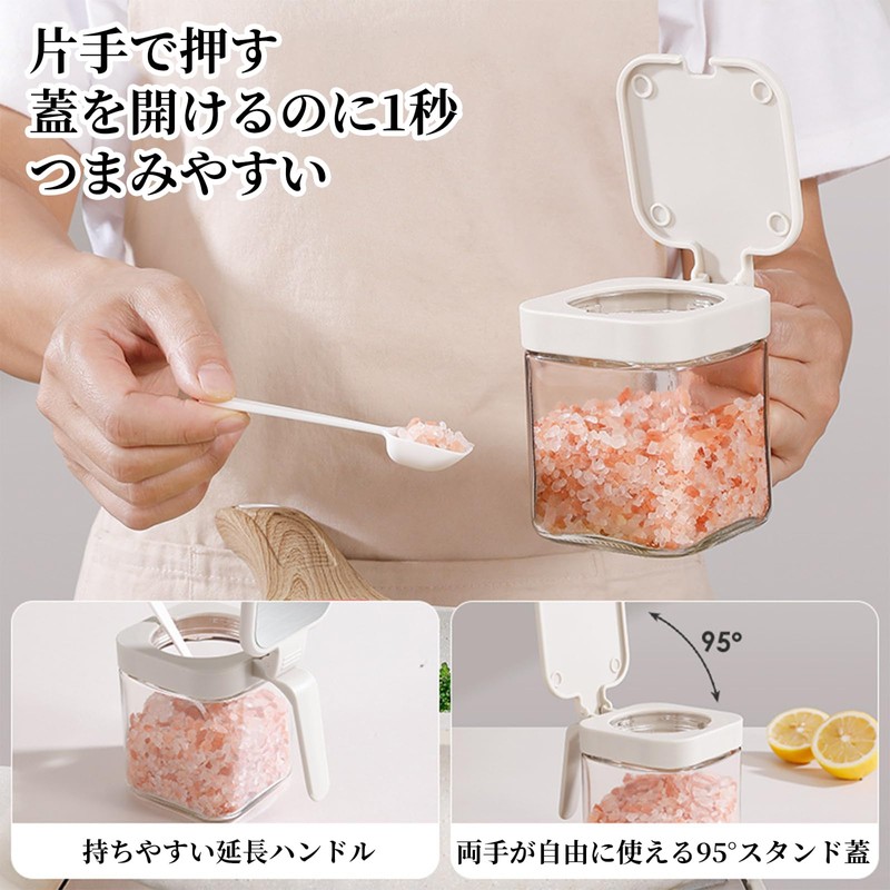 Doyeemei Seasoning Containers with Spoons Set of 2 Seasoning Pot