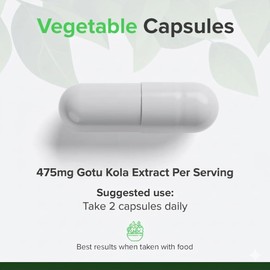 Gotu Kola Capsules 4750mg Equivalent - 10:1 Extract, 90 Vegan | Raw Powders