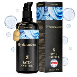 SatinNaturel ORGANIC Hyaluronic Acid Serum Concentrate 100ml - High-Dosed, Vegan Anti-Ageing Gel