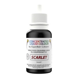 Sugarflair Scarlet Liquid Food Colouring Droplet For Colouring Royal Icing, Sugarpaste Buttercream, Sugarpaste Also For Painting & Can Be Used With An Airbrush - 14ml
