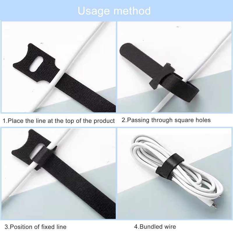 Nutabevr Pack of 60 145 mm Black Reusable Velcro Cable