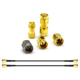 AURSINC SMA Calibration Kits Test, Connector Short/Load/Open/Thru Type 5pcs/Set and Connectors SMA Male to Male Jumper 2pcs