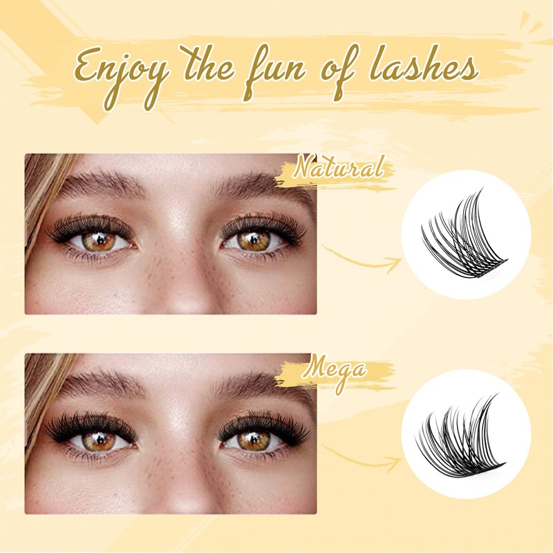 QUEWEL Eyelash Cluster, 144 Pieces DIY Eyelash Extensions Set, Super