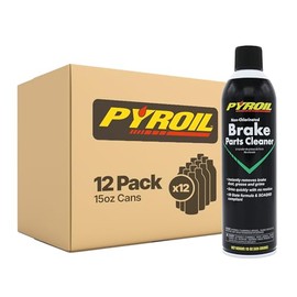 Pyroil Non-Chlorinated Brake Parts Cleaner, No VOC (50 State Formula), Instantly Removes Brake Dust, Grease & Grime, Quick Drying, 15 Oz (Pack of 12)