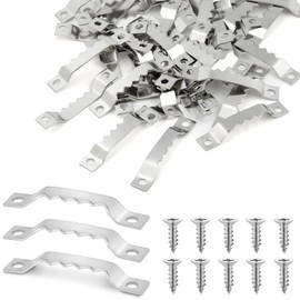 50 Sets Sawtooth Picture Hanger, Picture Frame Hangers with Screws for Photos Canvas Clock Wood Frame Hardware Metal Hook Hanging Artwork Home Decoration (Silver)