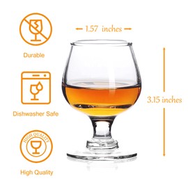 Valeways 1.75oz Mini Shot Glass Set of 6 - Clear, Super Cute, Perfect for Tasting Brandy - Glass Snifters