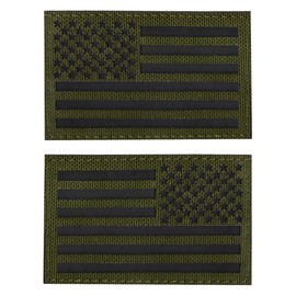 2 PCS AliPlus America Flag Patches IR Infrared Reflective Patches Laser Cut Patch Regular and Reverse Hook and Loop(Green)