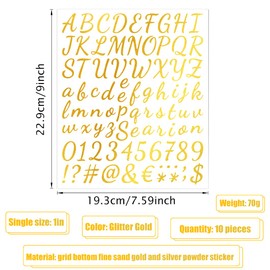 Rolin Roly - 10 calcomanías de vinilo autoadhesivas, con purpurina dorada, con números cursivos, para buzones, carteles, coches, camiones, puerta del hogar, dirección comercial