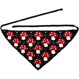 KABAKE Crochet Bandana Hair Scarf Y2k Aesthetic Accessories Knitted Head Kerchief Headband Headwrap (Black mushroom)