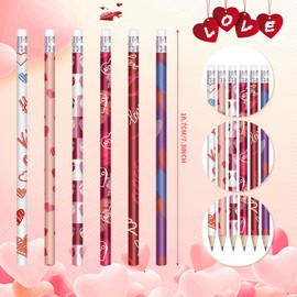 emzrivo Valentines Pencils Valentine's Day Pencils Bulk Holiday Pencils with Erasers Pencils for Valentine’s Day Party Supplies, 6 Style (24)