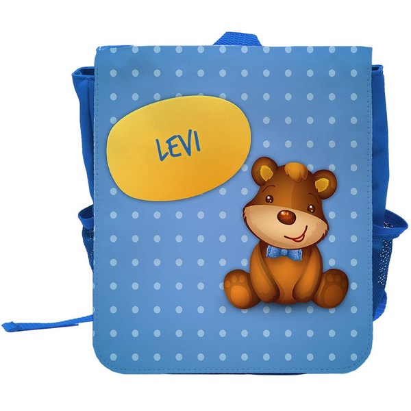 Children's Rucksack for Boys with Name Levi and a Bear