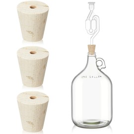 Ziliny 3 Pcs Drilled Fermentation Corks for Most 1 3 5 6 Gallon Glass Carboy Tapered Corks for Bubble Airlock Wood Stopper Bungs for Home Brewing Wine(Not include Airlock)(1 Gallon)