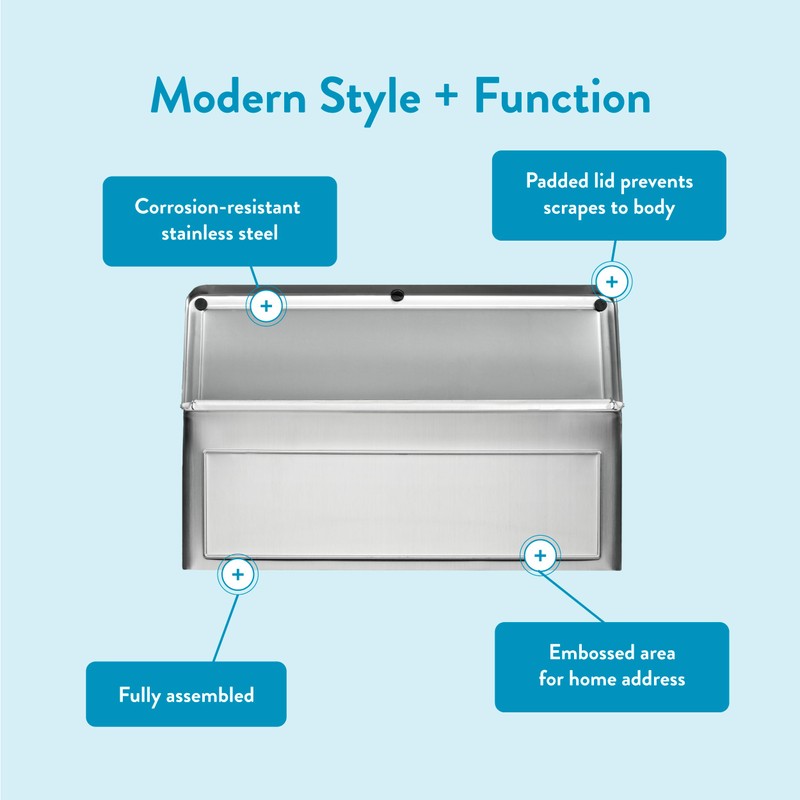 Architectural Mailboxes Venice™, Wall-Mounted Mailbox for Outside, Metal Stainless Steel