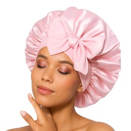 MAG Silk Bonnet with Soft Elastic Band, Breathable Satin Hair Bonnet for Sleeping Suitable for Long, Straight and Curly Hair (Pink)
