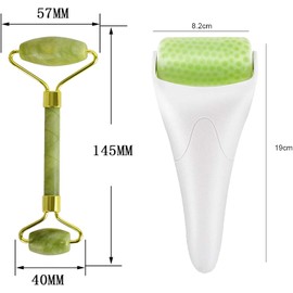 Set de Masaje Facial 5 en 1, Rodillo de Hielo, Jade y Gua Sha