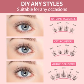 Mlen Diary Lashes Clusters,132pcs 9-12mm False Lashes With Lash Bond and Seal Remover,Tweezers,Individual D Curl Manga Individual Cluster Lashes,Natural Look DIY Eyelash Extension Kit (05 Lazy Sunflower)