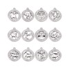 Pandahall 24Pcs Twelve Constellation Zodiac Sign Charms Flat Round Zodiac
