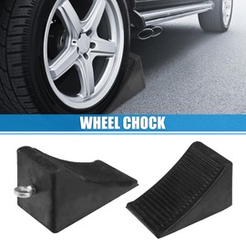 X AUTOHAUX Wheel Chocks Blocks Rubber Metal for Car Travel Trailers Wheel Chocks Blocks for Travel Trailer Camper Black 6.30"x3.94"x3.94" for Car