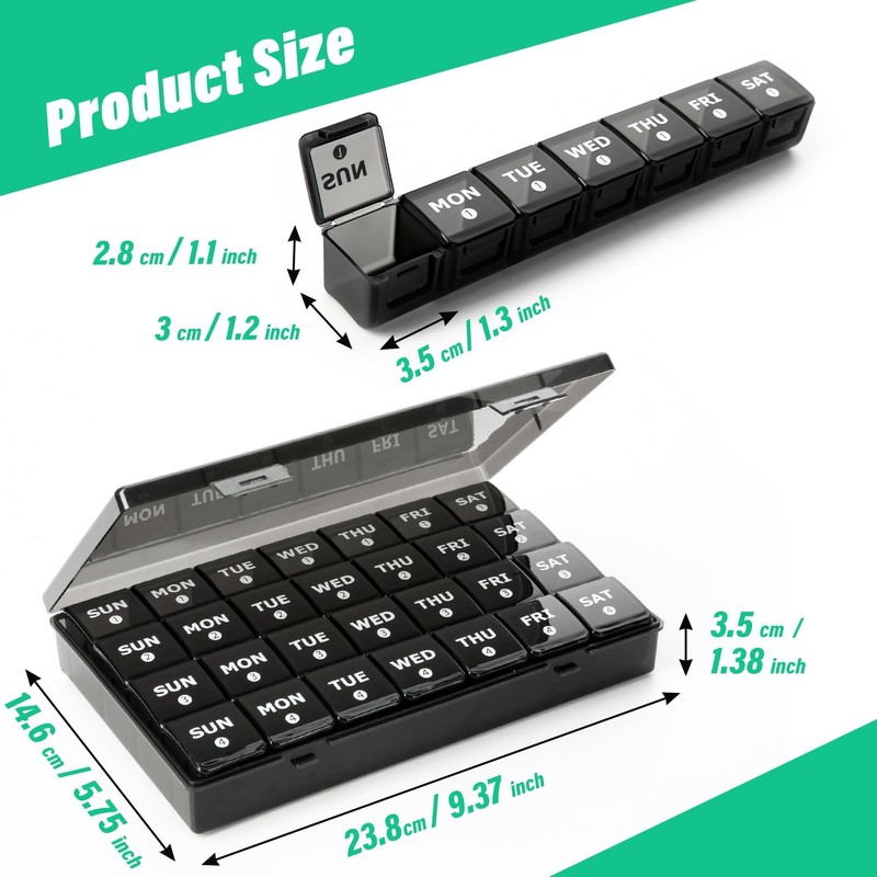 Large Monthly Pill Organizer, XL 4 Weeks Pill Box,28 Day