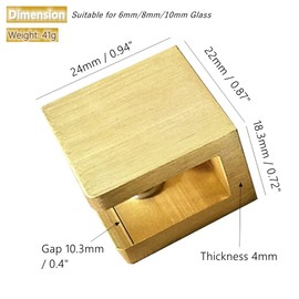 Glass Shelf Clamp, No-drill-on-glass Fixed Panel Shower Door Clip Holder Bracket Support Fixed Panel U-Clamp (4, Gold clamp for 6~10mm glass)