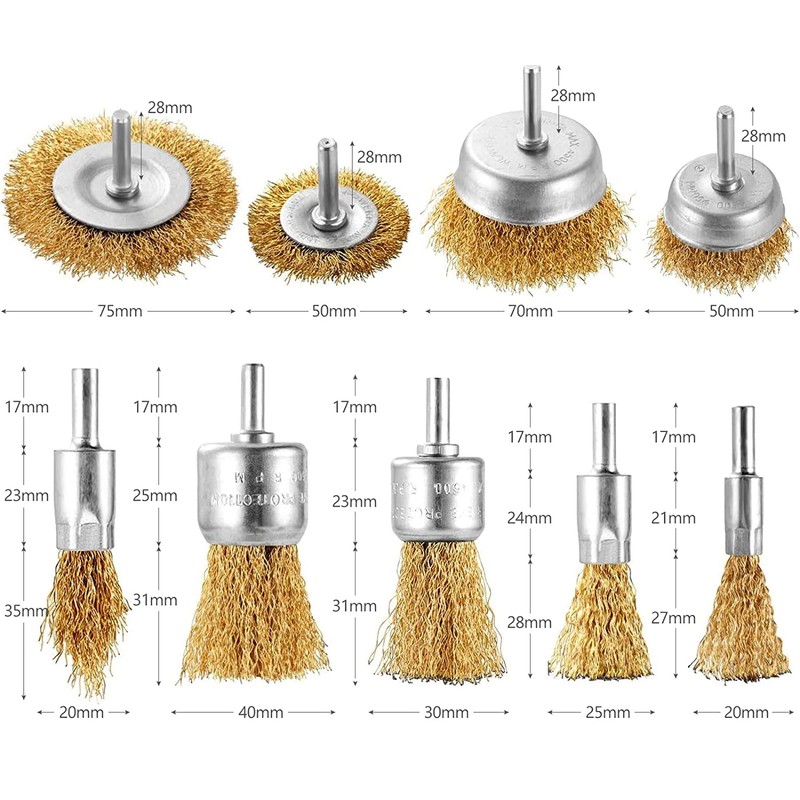 BEAUGIREW Drill Wire Brushes, 9 Pieces Brass Coated Wire Brush