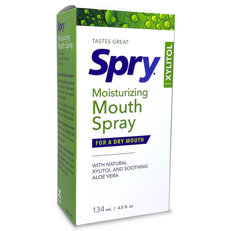 Spry Natural Xylitol Moisturizing Dry Mouth Spray, Stop Bad Breath,