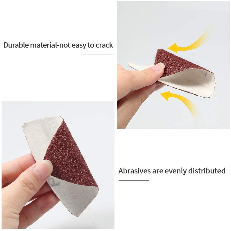 SPEEDWOX 100pcs 3-1/8 Inch 80mm Triangle Sanding Pads Assorted 40/60/80/120/180/240/400/600/800/1000